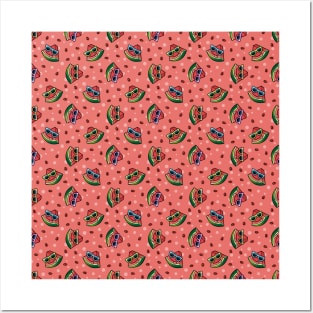 Watermelon Cartoon Pattern Posters and Art